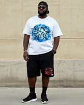Big Man Street Fashion Handmade Art Personality Graffiti Short Sleeve T-Shirt Shorts Suit